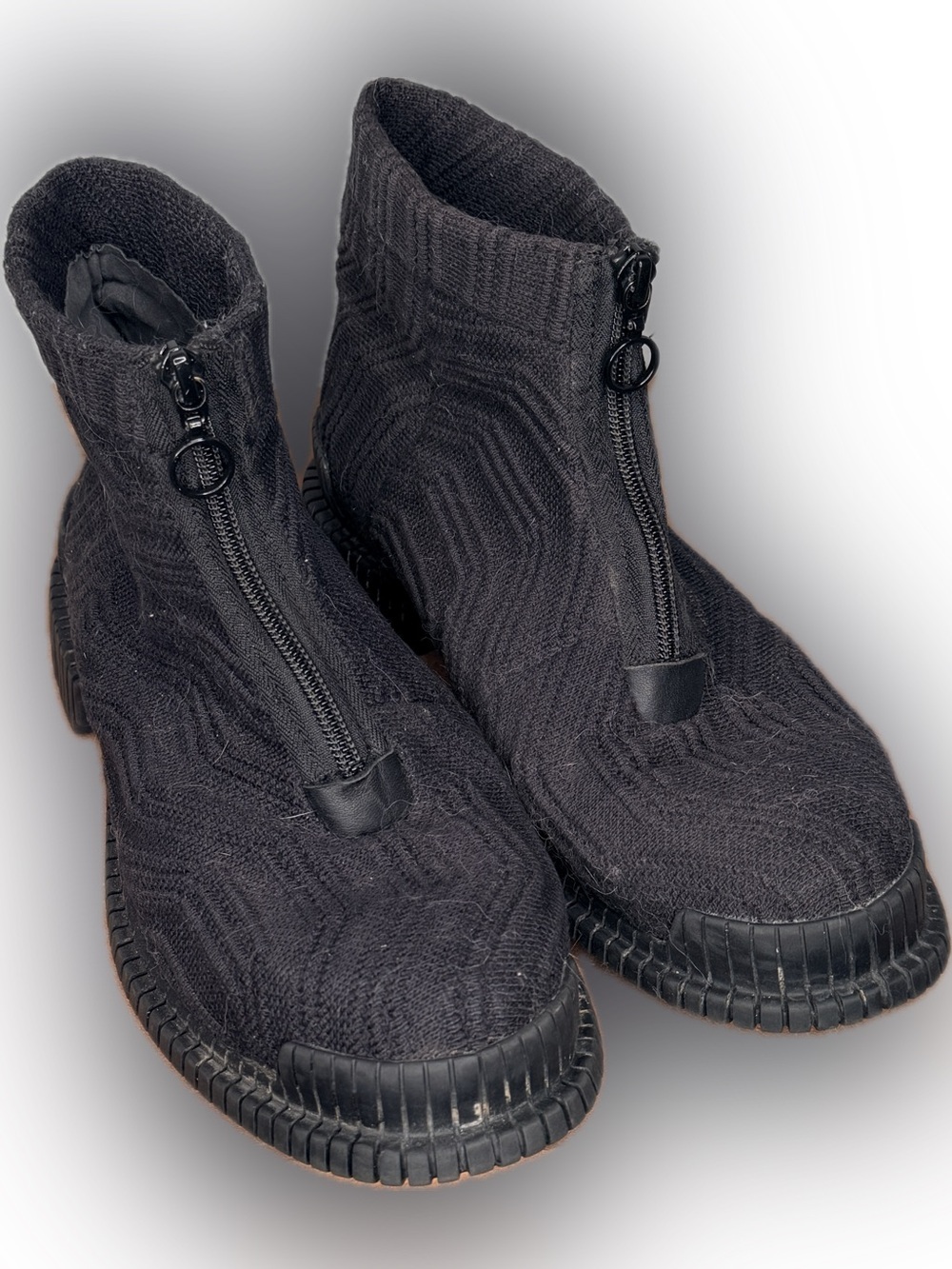 Camper Black Zip Booties